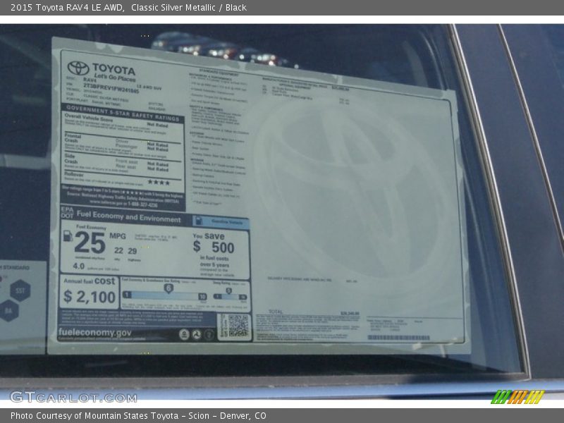 Classic Silver Metallic / Black 2015 Toyota RAV4 LE AWD