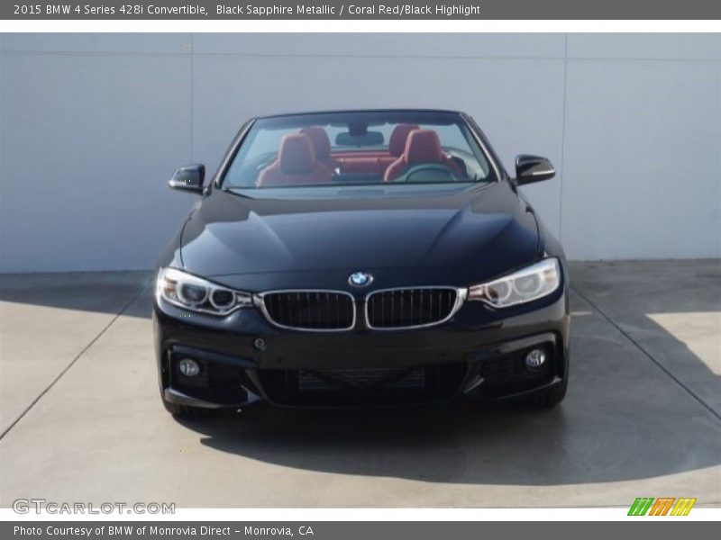 Black Sapphire Metallic / Coral Red/Black Highlight 2015 BMW 4 Series 428i Convertible