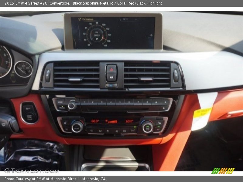 Black Sapphire Metallic / Coral Red/Black Highlight 2015 BMW 4 Series 428i Convertible