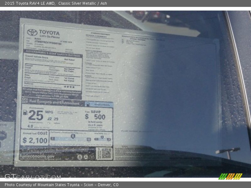 Classic Silver Metallic / Ash 2015 Toyota RAV4 LE AWD