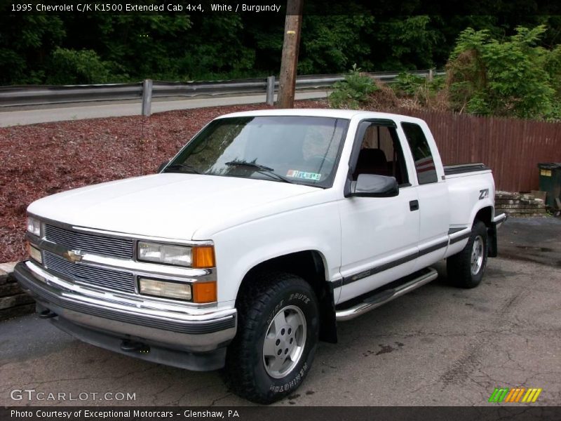 White / Burgundy 1995 Chevrolet C/K K1500 Extended Cab 4x4