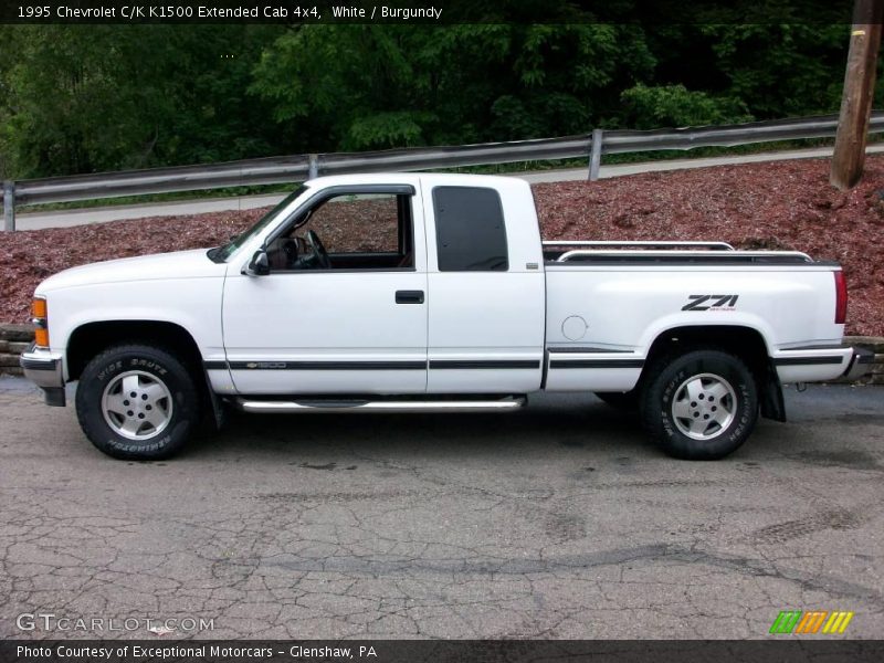 White / Burgundy 1995 Chevrolet C/K K1500 Extended Cab 4x4