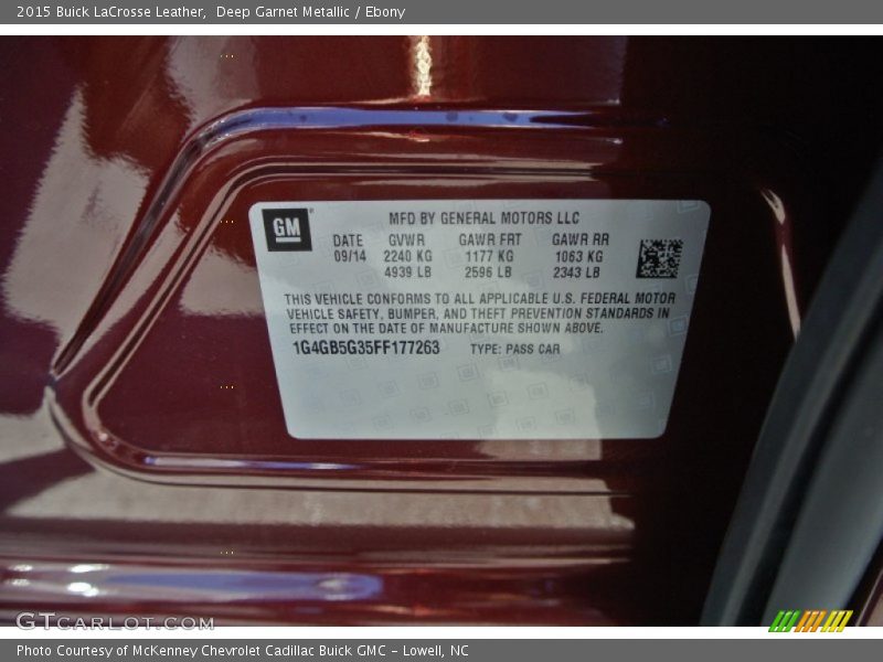 Deep Garnet Metallic / Ebony 2015 Buick LaCrosse Leather