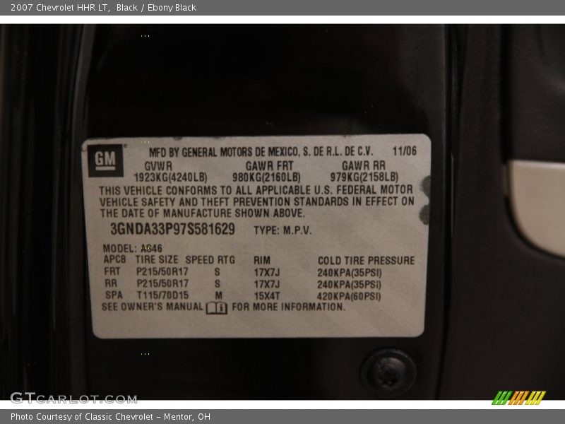 Black / Ebony Black 2007 Chevrolet HHR LT