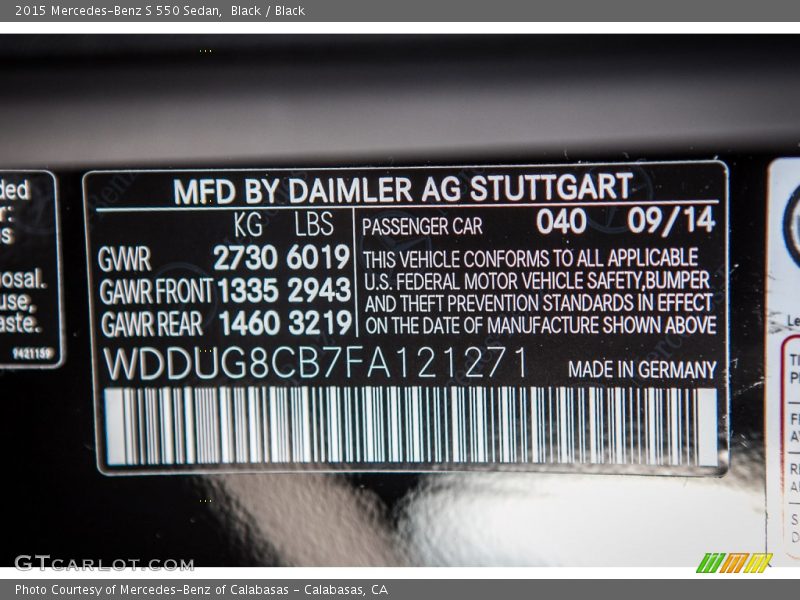 Black / Black 2015 Mercedes-Benz S 550 Sedan