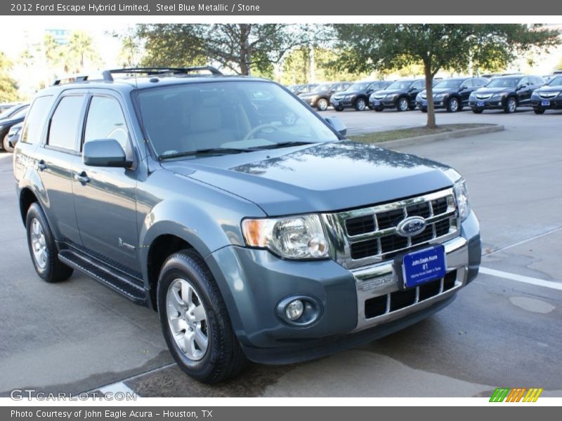 Steel Blue Metallic / Stone 2012 Ford Escape Hybrid Limited