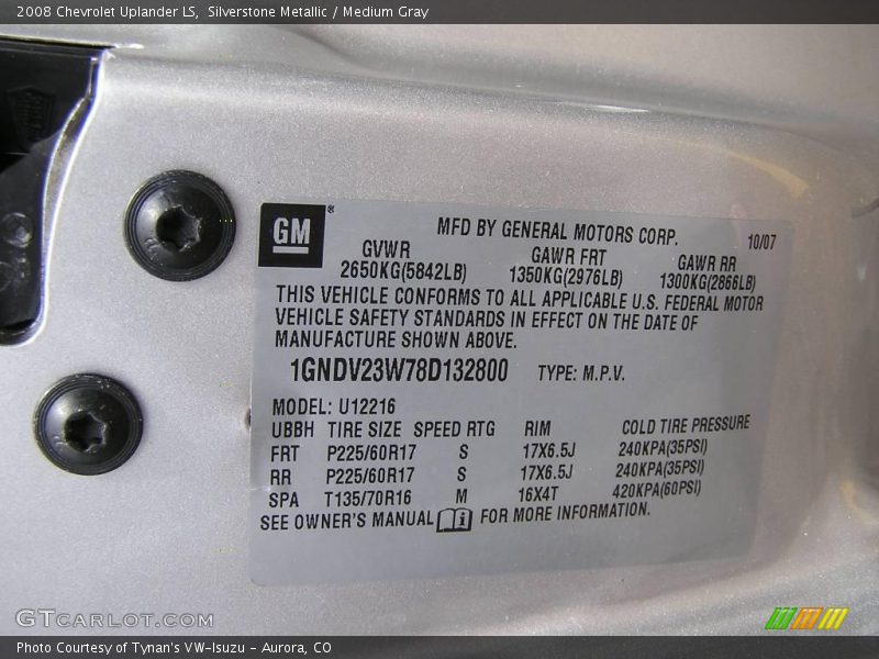 Silverstone Metallic / Medium Gray 2008 Chevrolet Uplander LS