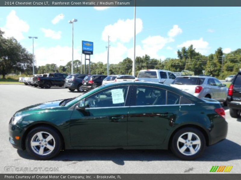 Rainforest Green Metallic / Medium Titanium 2014 Chevrolet Cruze LT