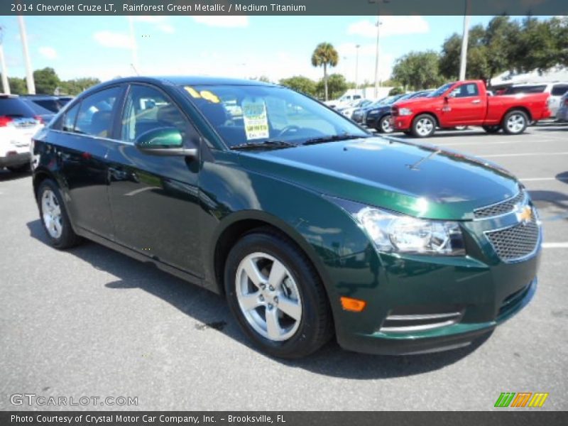 Rainforest Green Metallic / Medium Titanium 2014 Chevrolet Cruze LT
