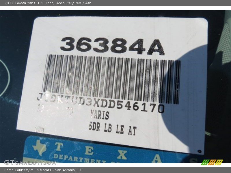 Absolutely Red / Ash 2013 Toyota Yaris LE 5 Door