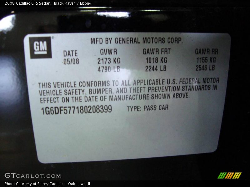 Black Raven / Ebony 2008 Cadillac CTS Sedan