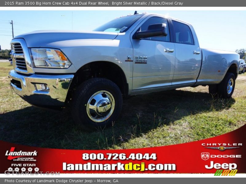 Bright Silver Metallic / Black/Diesel Gray 2015 Ram 3500 Big Horn Crew Cab 4x4 Dual Rear Wheel