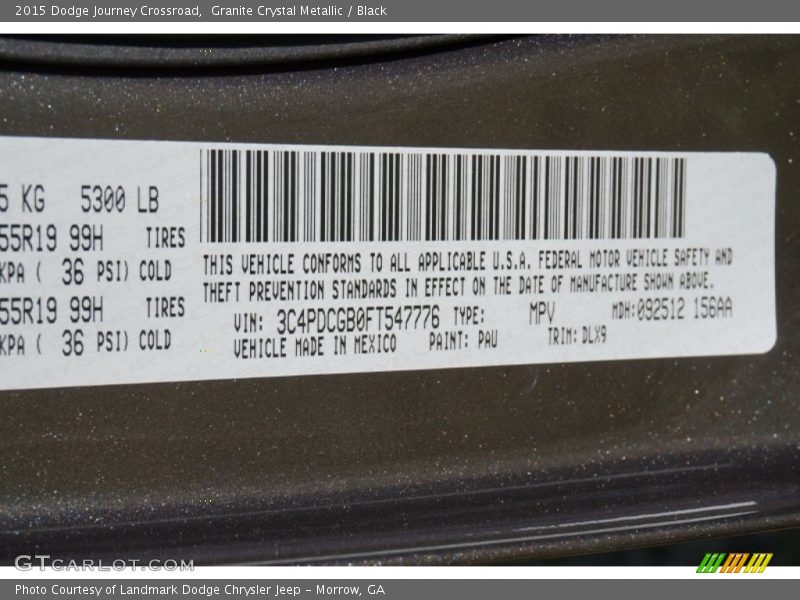 Granite Crystal Metallic / Black 2015 Dodge Journey Crossroad