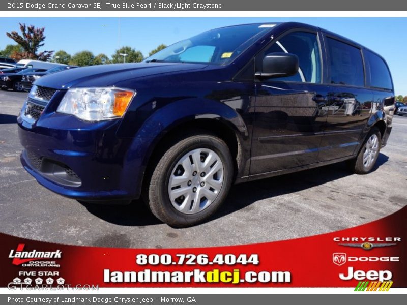 True Blue Pearl / Black/Light Graystone 2015 Dodge Grand Caravan SE