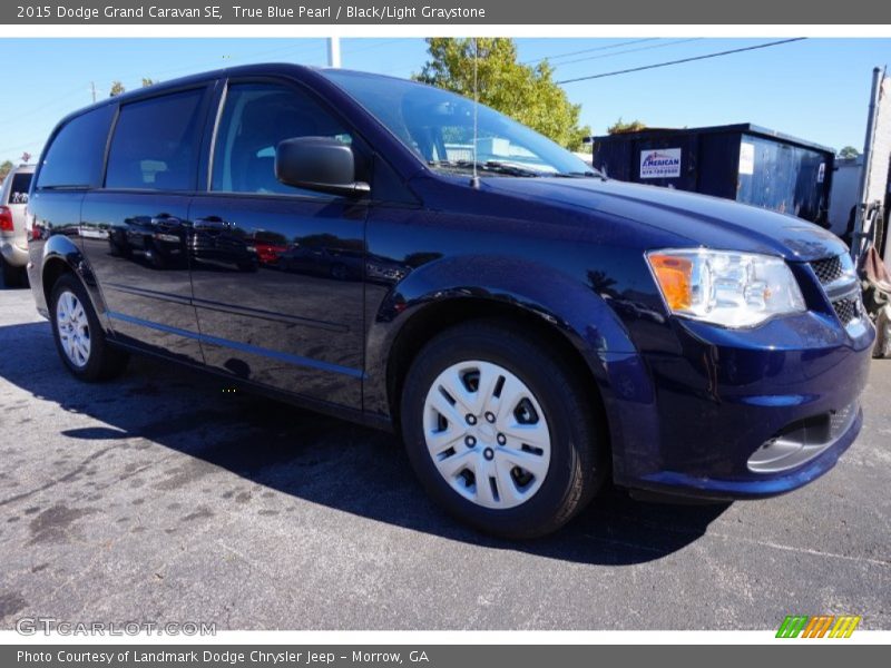 True Blue Pearl / Black/Light Graystone 2015 Dodge Grand Caravan SE