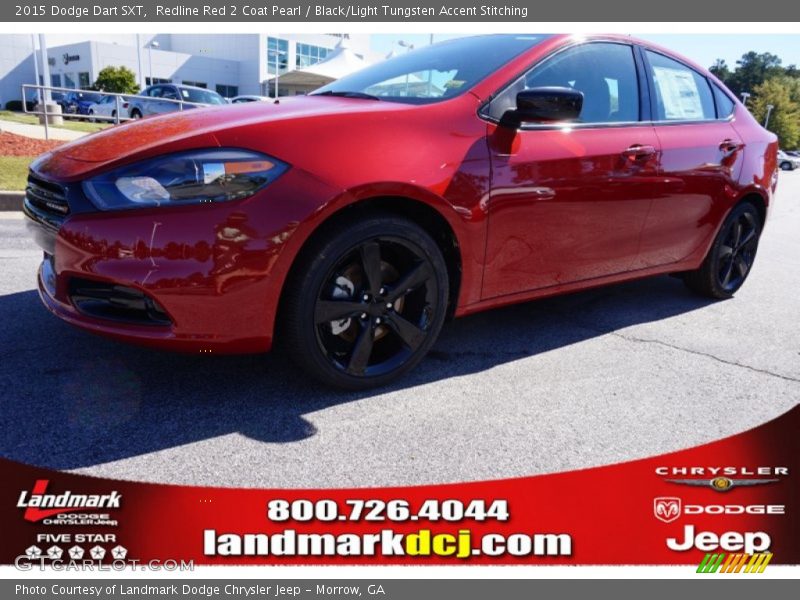 Redline Red 2 Coat Pearl / Black/Light Tungsten Accent Stitching 2015 Dodge Dart SXT