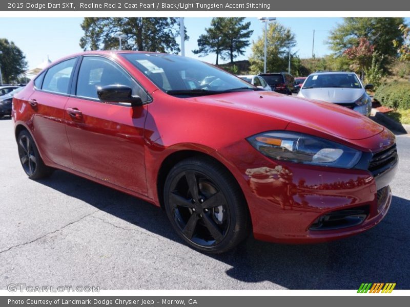 Redline Red 2 Coat Pearl / Black/Light Tungsten Accent Stitching 2015 Dodge Dart SXT