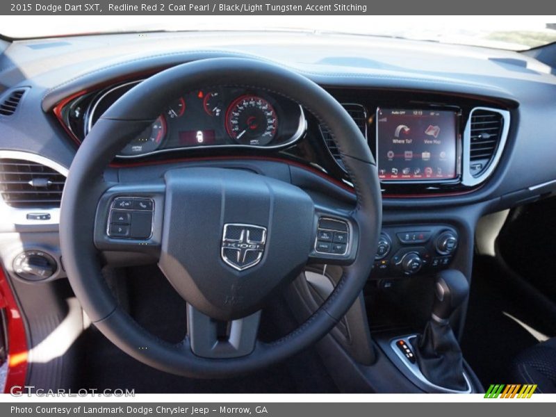 Redline Red 2 Coat Pearl / Black/Light Tungsten Accent Stitching 2015 Dodge Dart SXT