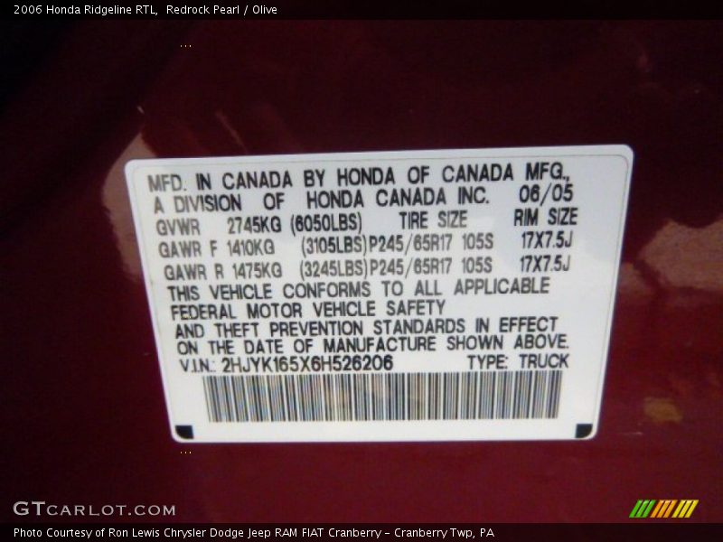 Redrock Pearl / Olive 2006 Honda Ridgeline RTL