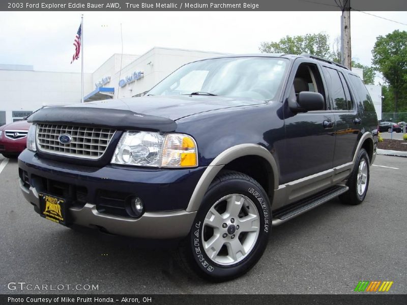 True Blue Metallic / Medium Parchment Beige 2003 Ford Explorer Eddie Bauer AWD