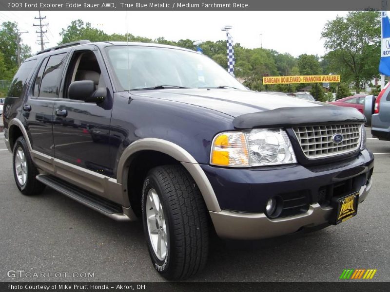 True Blue Metallic / Medium Parchment Beige 2003 Ford Explorer Eddie Bauer AWD