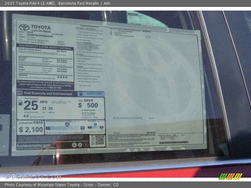 Barcelona Red Metallic / Ash 2015 Toyota RAV4 LE AWD