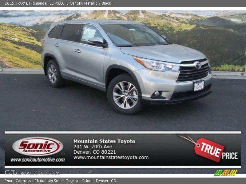 Silver Sky Metallic / Black 2015 Toyota Highlander LE AWD