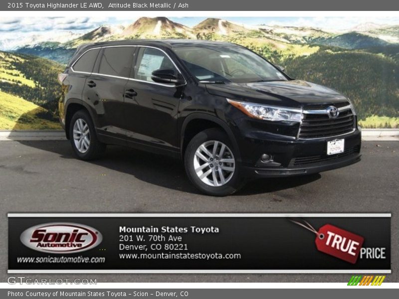 Attitude Black Metallic / Ash 2015 Toyota Highlander LE AWD