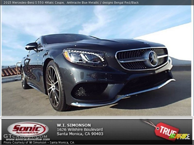 Anthracite Blue Metallic / designo Bengal Red/Black 2015 Mercedes-Benz S 550 4Matic Coupe
