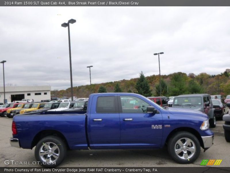 Blue Streak Pearl Coat / Black/Diesel Gray 2014 Ram 1500 SLT Quad Cab 4x4