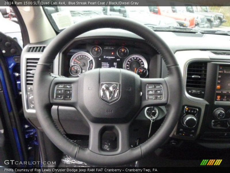 Blue Streak Pearl Coat / Black/Diesel Gray 2014 Ram 1500 SLT Quad Cab 4x4