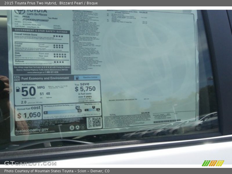 Blizzard Pearl / Bisque 2015 Toyota Prius Two Hybrid