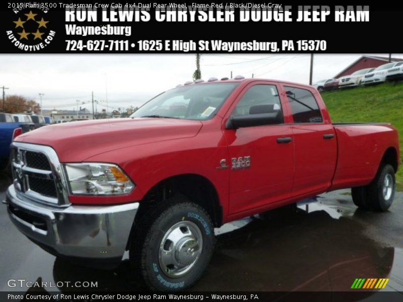 Flame Red / Black/Diesel Gray 2015 Ram 3500 Tradesman Crew Cab 4x4 Dual Rear Wheel
