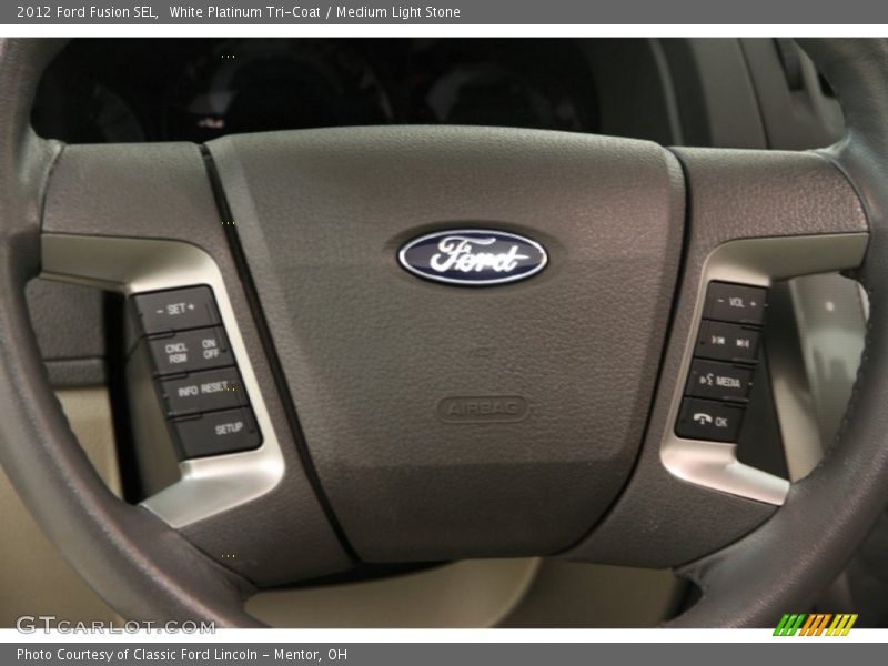 White Platinum Tri-Coat / Medium Light Stone 2012 Ford Fusion SEL