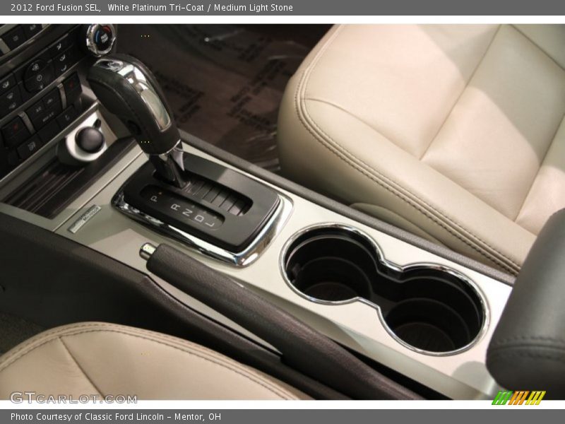 White Platinum Tri-Coat / Medium Light Stone 2012 Ford Fusion SEL