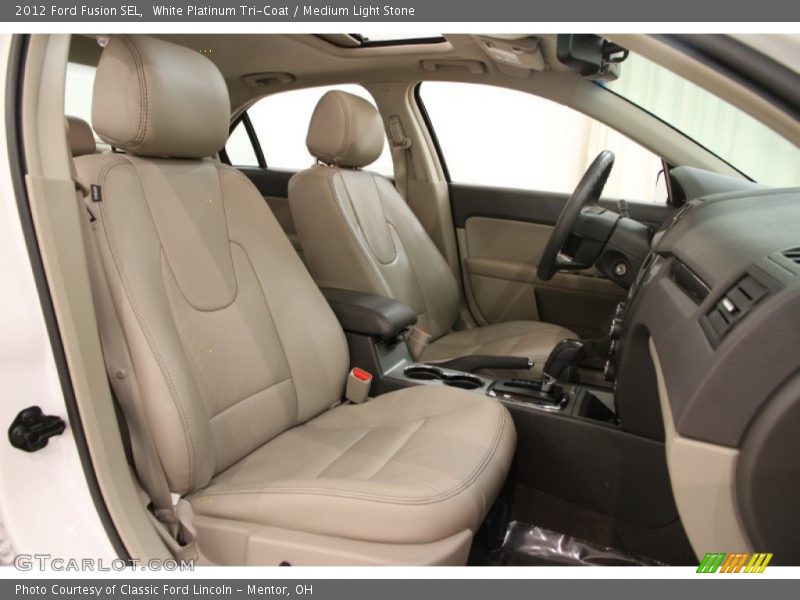 White Platinum Tri-Coat / Medium Light Stone 2012 Ford Fusion SEL