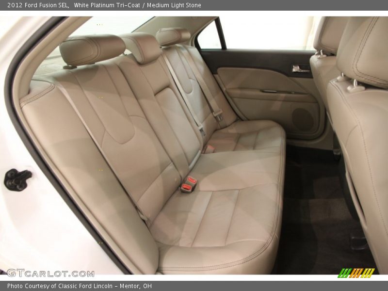 White Platinum Tri-Coat / Medium Light Stone 2012 Ford Fusion SEL