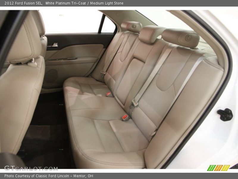 White Platinum Tri-Coat / Medium Light Stone 2012 Ford Fusion SEL