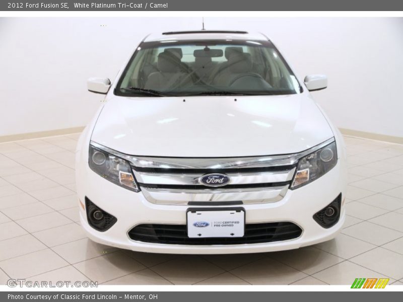 White Platinum Tri-Coat / Camel 2012 Ford Fusion SE