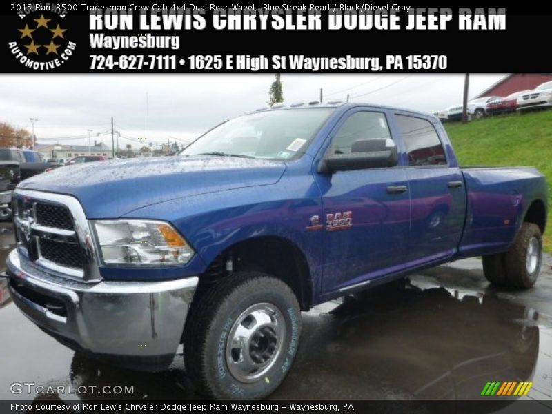 Blue Streak Pearl / Black/Diesel Gray 2015 Ram 3500 Tradesman Crew Cab 4x4 Dual Rear Wheel