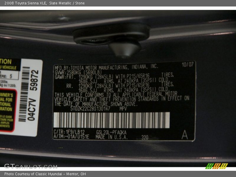 Slate Metallic / Stone 2008 Toyota Sienna XLE