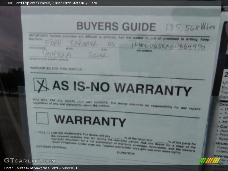 Silver Birch Metallic / Black 2006 Ford Explorer Limited