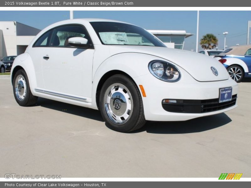 Pure White / Classic Beige/Brown Cloth 2015 Volkswagen Beetle 1.8T