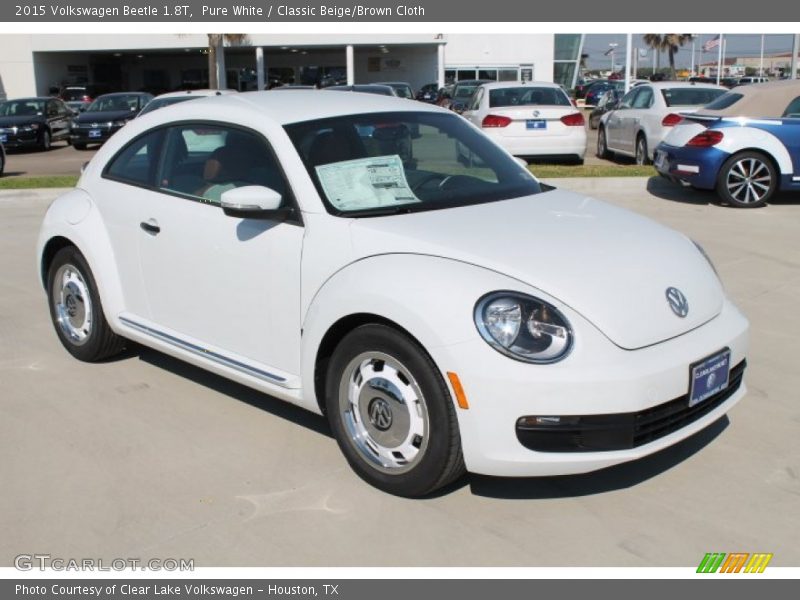 Pure White / Classic Beige/Brown Cloth 2015 Volkswagen Beetle 1.8T