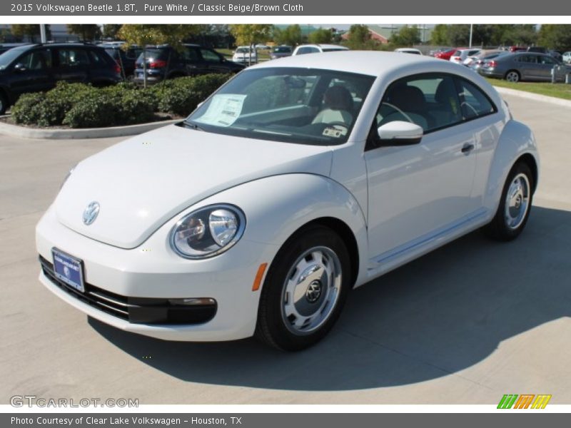 Pure White / Classic Beige/Brown Cloth 2015 Volkswagen Beetle 1.8T