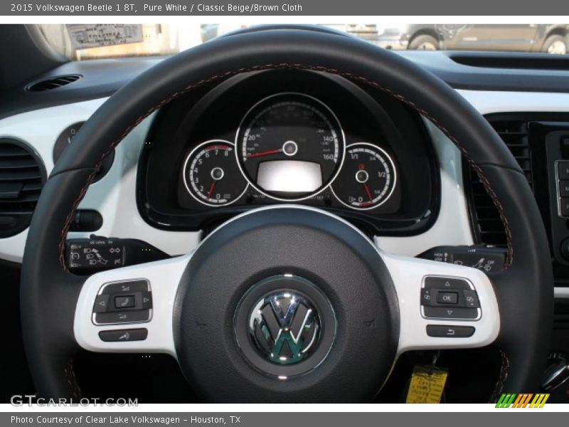 Pure White / Classic Beige/Brown Cloth 2015 Volkswagen Beetle 1.8T
