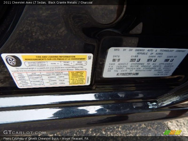 Black Granite Metallic / Charcoal 2011 Chevrolet Aveo LT Sedan