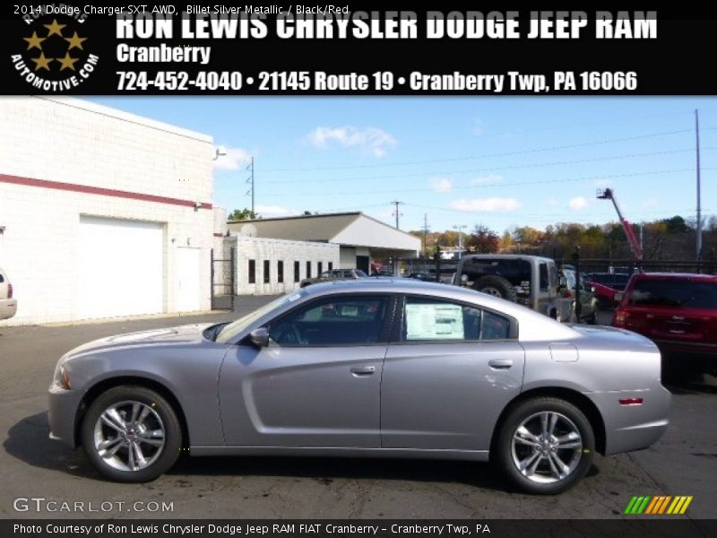 Billet Silver Metallic / Black/Red 2014 Dodge Charger SXT AWD