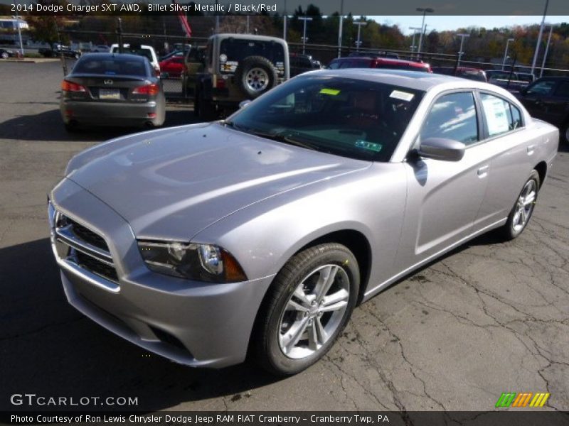 Billet Silver Metallic / Black/Red 2014 Dodge Charger SXT AWD