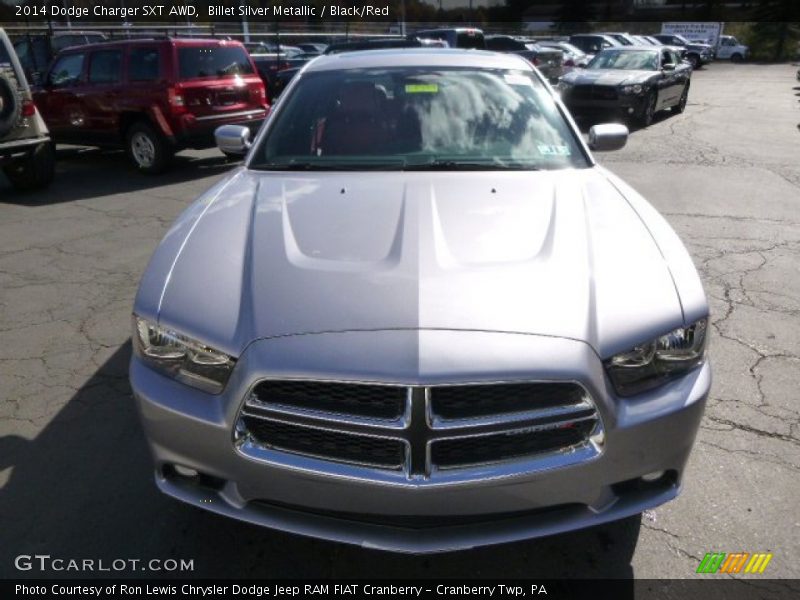 Billet Silver Metallic / Black/Red 2014 Dodge Charger SXT AWD